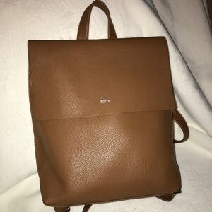 Roots backpack. Brown vegan leather.